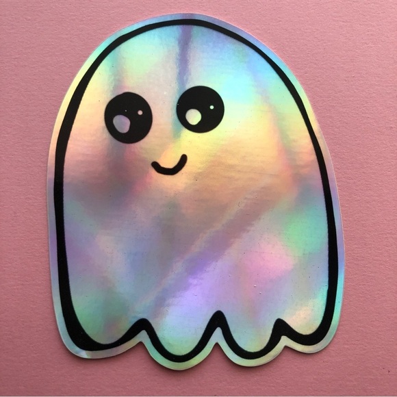 🍒 5/$25 🍒 Large Holographic Ghost Sticker | Vinyl - Picture 2 of 6